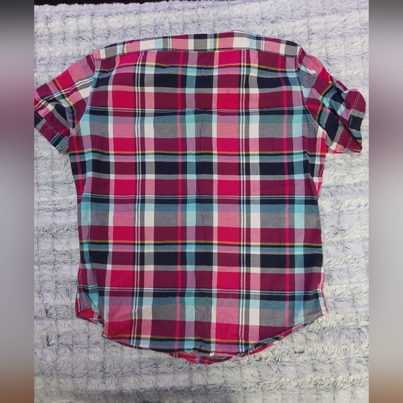 Old Navy Kids Plaid Shirt - Pink and Navy - Picture 3 of 3